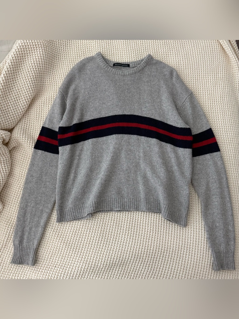 brandy melville gray striped cashmere blend bernadette sweater